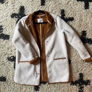 Cream and Brown Sherpa Coat